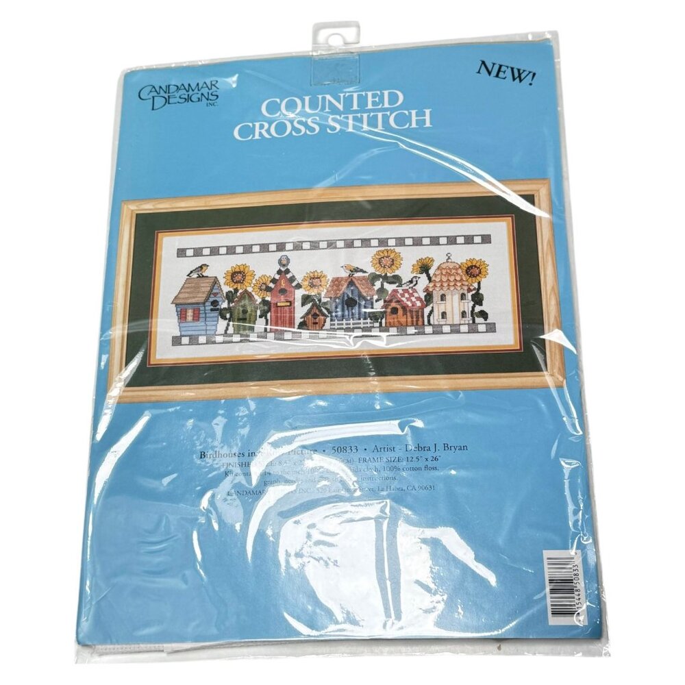 Candamar Counted‎ Cross Stitch  Birdhouse in a Row Needlepoint Kit